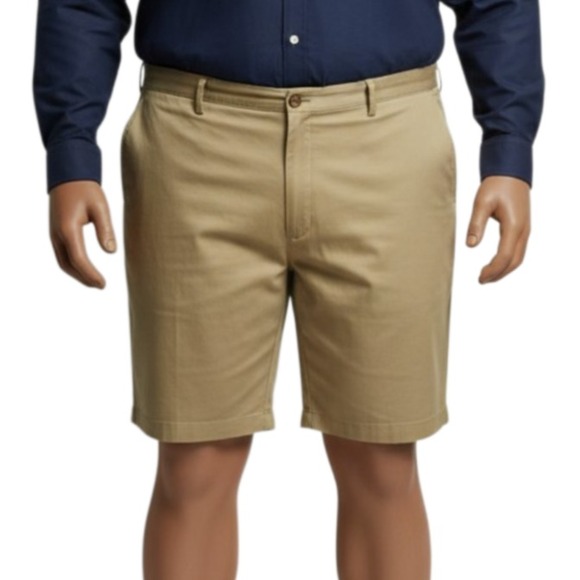 L.L. Bean Other - LL Bean Chino Shorts Mens 44 Khaki Flat Front Comfort Elastic Waist Preppy 3XL
